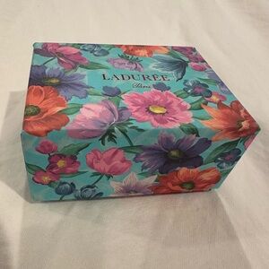 Empty Laduree collectible storage small macaron box floral flowers